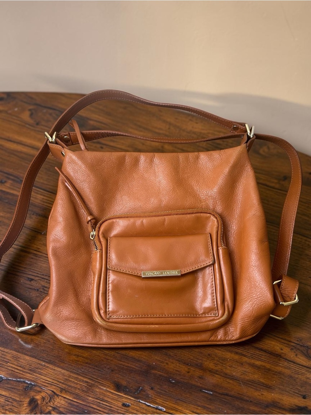Tuscany Leather Brown Genuine Leather Convertible Bag
